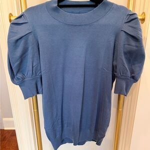 Women's Blue Puff Sleeve sweater Top